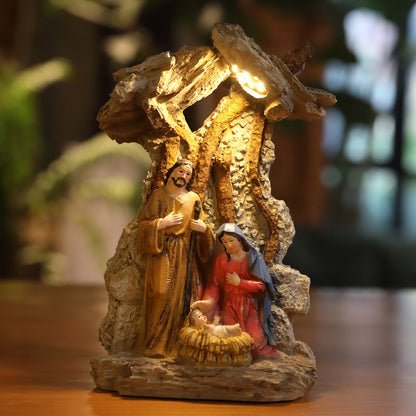 ZAYTON Nativity Scene Home Decor Christ Jesus Mary Joseph Catholic Figurine Xmas Ornament Holy Family Statue Christmas Gift