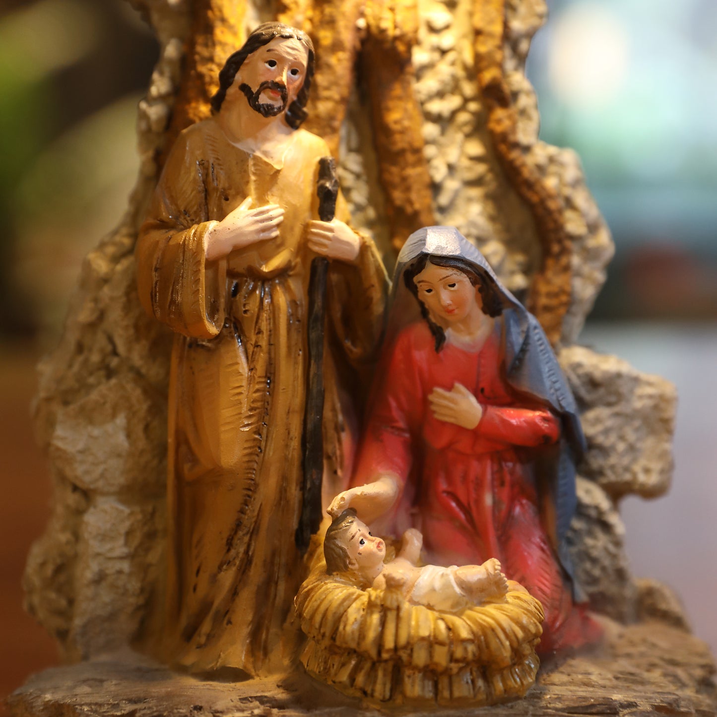 ZAYTON Nativity Scene Home Decor Christ Jesus Mary Joseph Catholic Figurine Xmas Ornament Holy Family Statue Christmas Gift