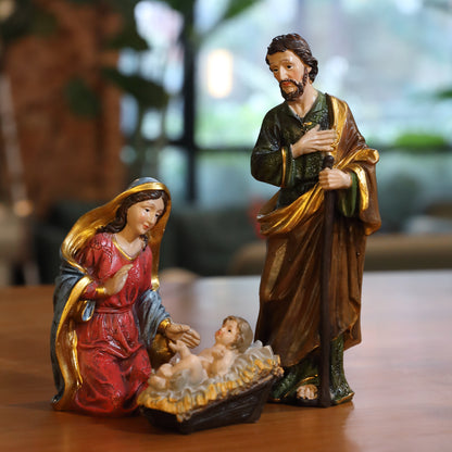 11 Piece Nativity Set, Hand-Painted Resin Christmas Figurines - Indoor Nativity Scene with Holy Family, Three Kings, Angel & Animals