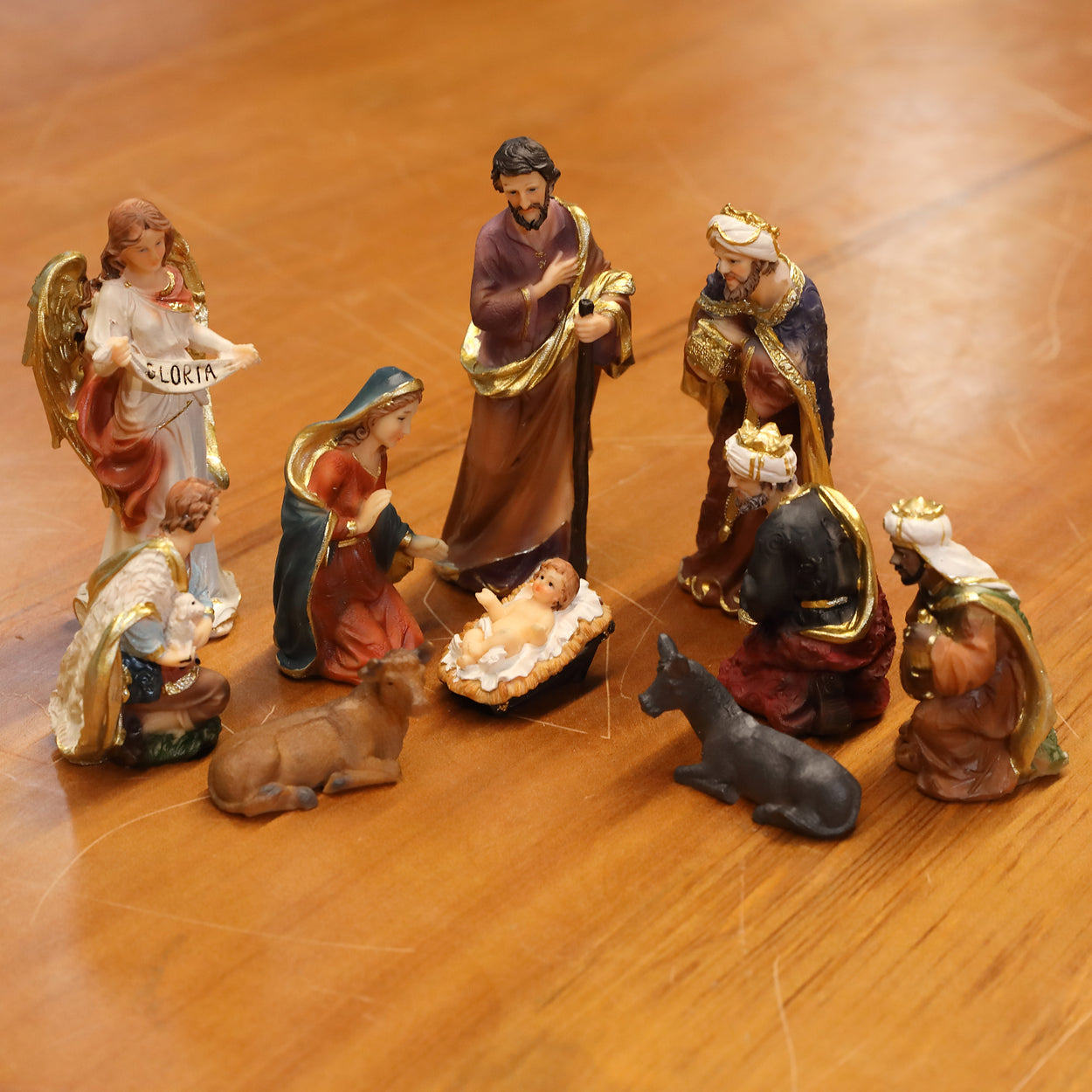 Zayton Statue Nativity Scene Set Baby Jesus Manger Christmas Crib Figurines  Miniatures Ornament Church Xmas Gift Home Decoration