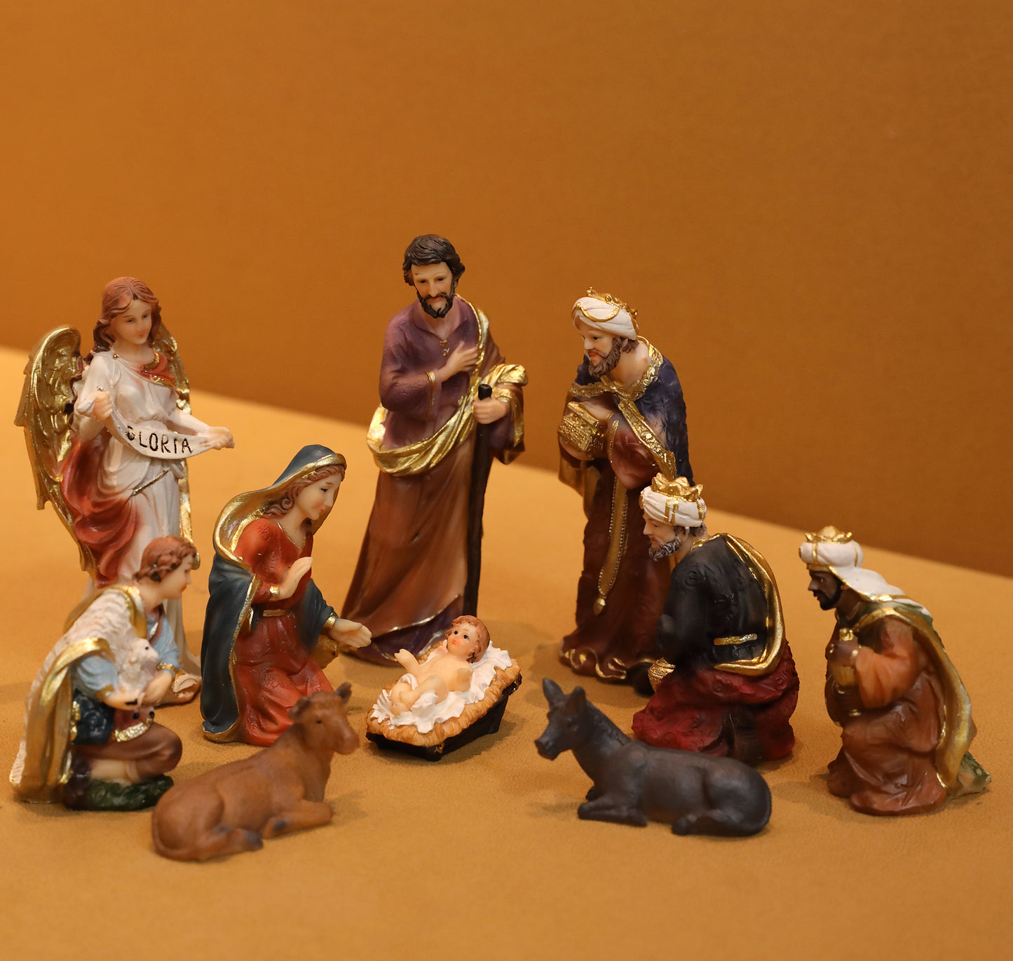 Zayton Statue Nativity Scene Set Christmas Crib Figurines Baby Jesus Manger Miniatures Ornament Church Catholic Gift Home Decor