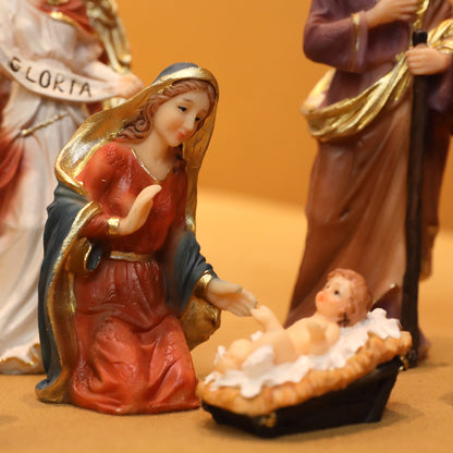 Zayton Statue Nativity Scene Set Christmas Crib Figurines Baby Jesus Manger Miniatures Ornament Church Catholic Gift Home Decor