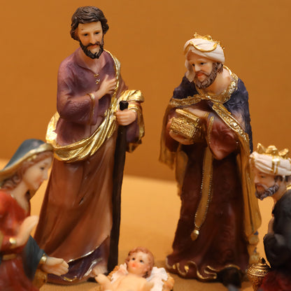 Zayton Statue Nativity Scene Set Christmas Crib Figurines Baby Jesus Manger Miniatures Ornament Church Catholic Gift Home Decor