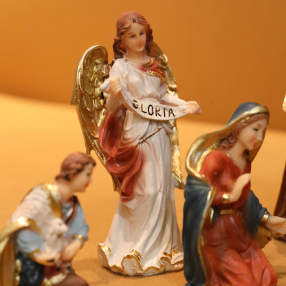 Zayton Statue Nativity Scene Set Christmas Crib Figurines Baby Jesus Manger Miniatures Ornament Church Catholic Gift Home Decor