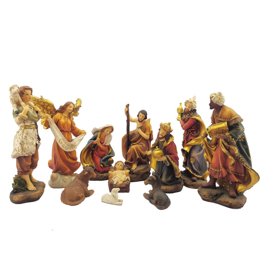 Zayton Nativity Scene Set Baby Jesus Manger Christmas Crib Figurines Miniatures Ornament Church Statue Xmas Gift Home Decoration